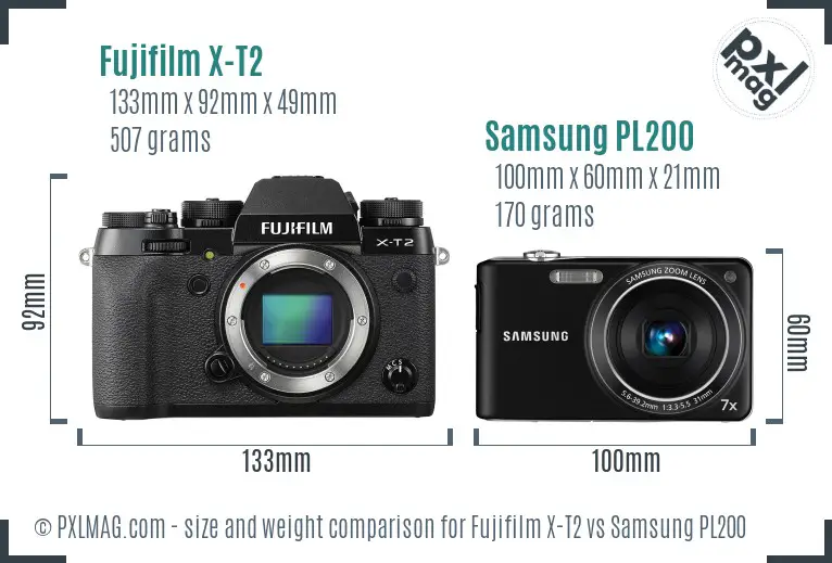 Fujifilm X-T2 vs Samsung PL200 size comparison
