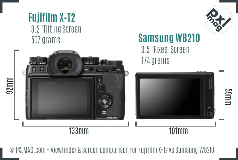 Fujifilm X-T2 vs Samsung WB210 Screen and Viewfinder comparison Fujifilm X-T2 vs Samsung WB210 Screen and Viewfinder comparison