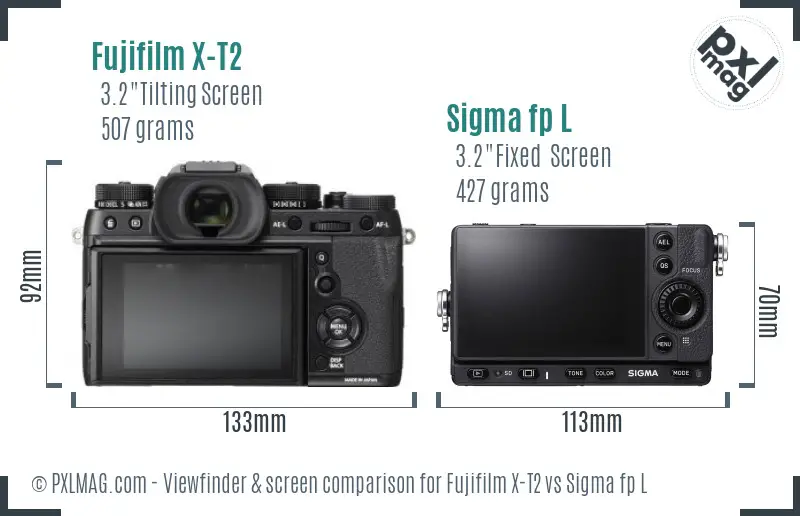 Fujifilm X-T2 vs Sigma fp L Screen and Viewfinder comparison