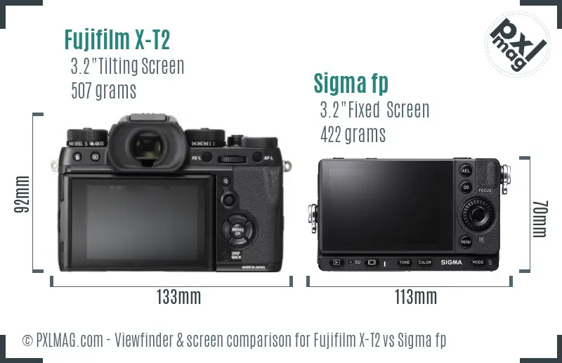 Fujifilm X-T2 vs Sigma fp Screen and Viewfinder comparison