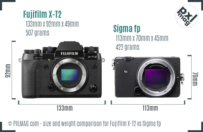 Fujifilm X-T2 vs Sigma fp size comparison