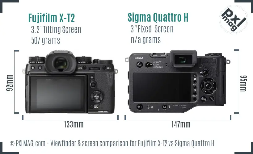 Fujifilm X-T2 vs Sigma Quattro H Screen and Viewfinder comparison