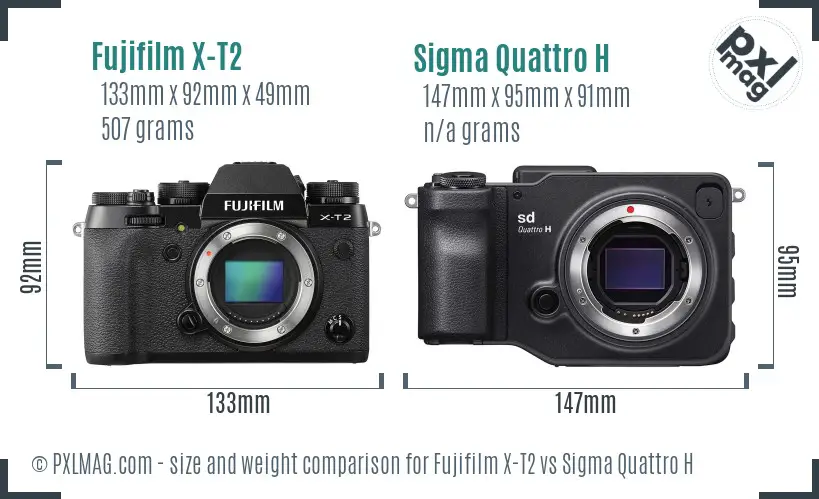Fujifilm X-T2 vs Sigma Quattro H size comparison