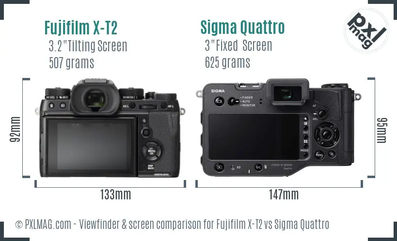 Fujifilm X-T2 vs Sigma Quattro Screen and Viewfinder comparison