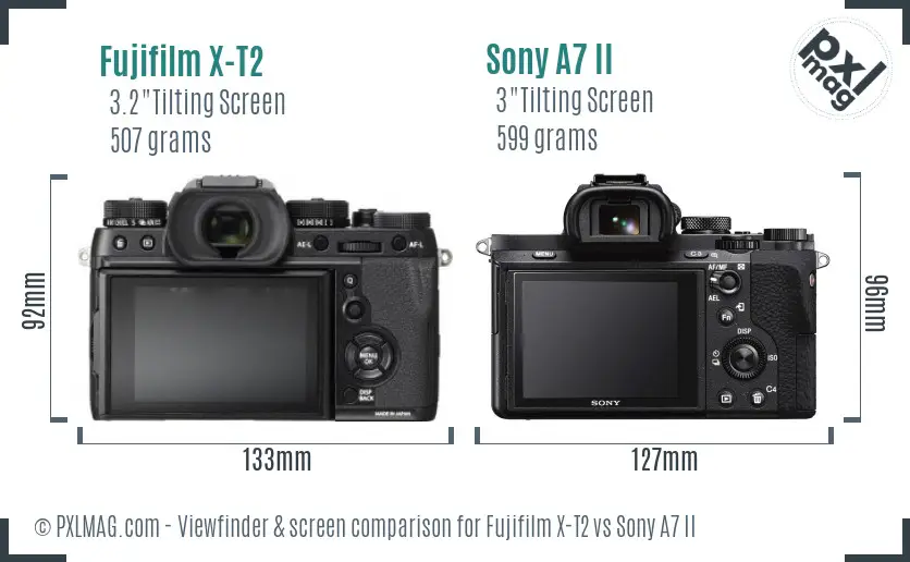 Fujifilm X-T2 vs Sony A7 II Screen and Viewfinder comparison