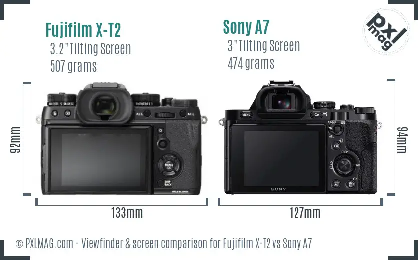 Fujifilm X-T2 vs Sony A7 Screen and Viewfinder comparison