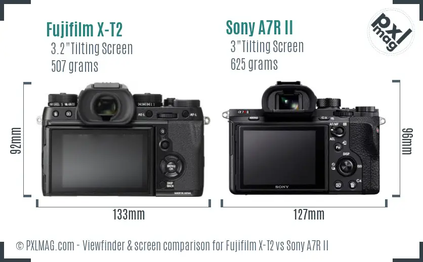 Fujifilm X-T2 vs Sony A7R II Screen and Viewfinder comparison