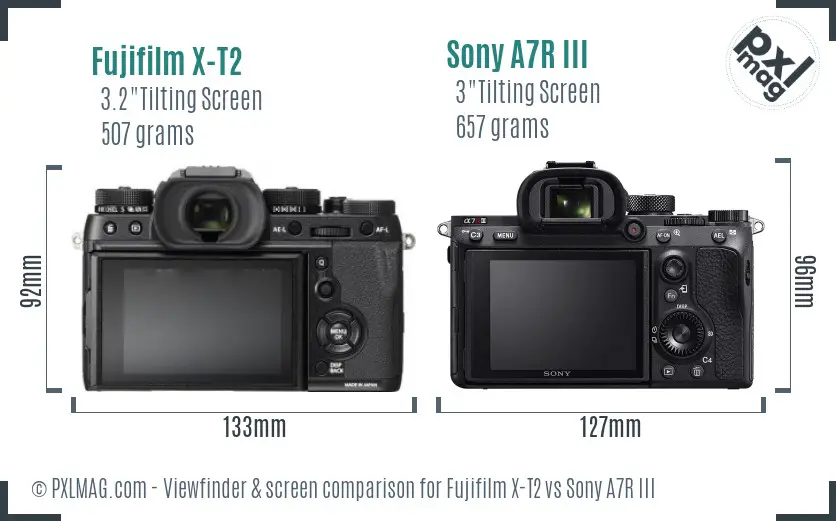 Fujifilm X-T2 vs Sony A7R III Screen and Viewfinder comparison