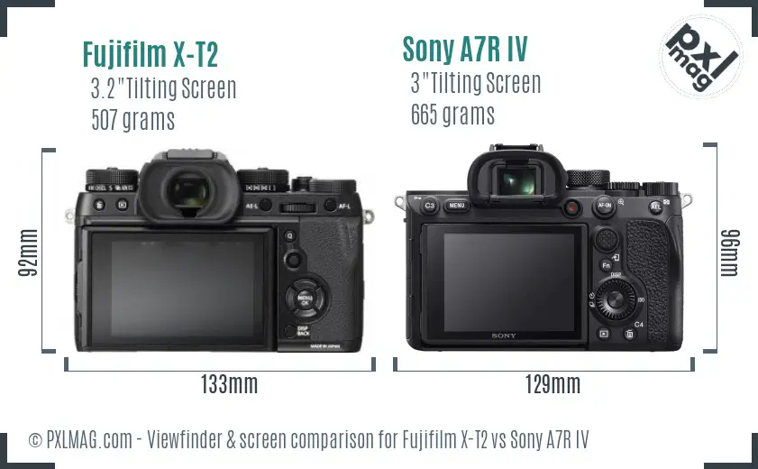 Fujifilm X-T2 vs Sony A7R IV Screen and Viewfinder comparison