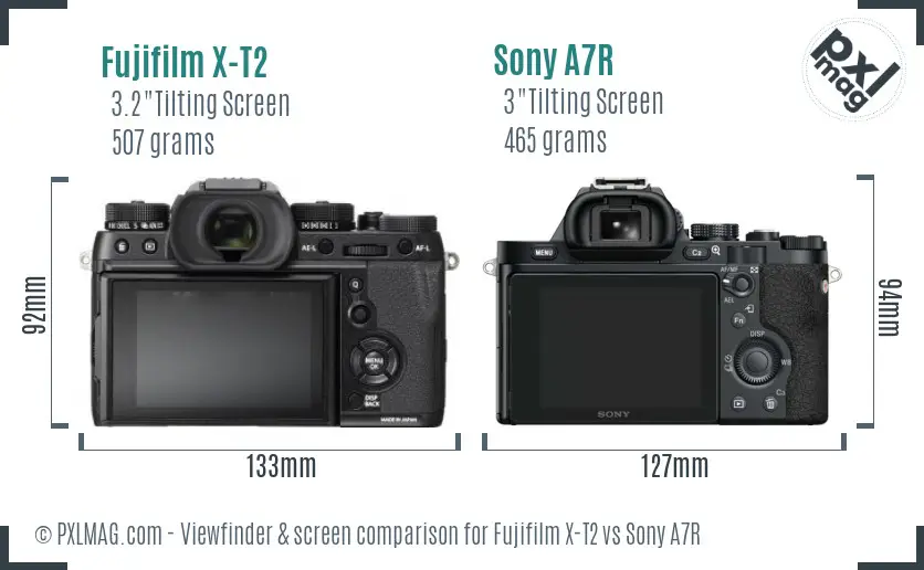 Fujifilm X-T2 vs Sony A7R Screen and Viewfinder comparison