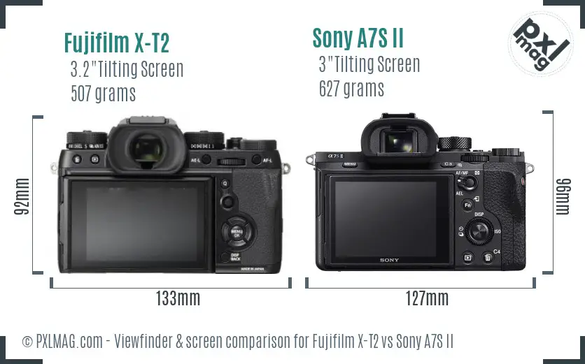 Fujifilm X-T2 vs Sony A7S II Screen and Viewfinder comparison