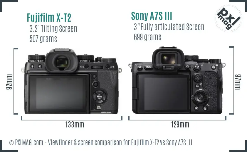 Fujifilm X-T2 vs Sony A7S III Screen and Viewfinder comparison
