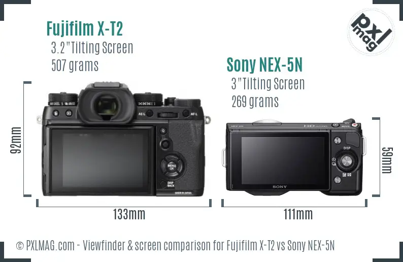 Fujifilm X-T2 vs Sony NEX-5N Screen and Viewfinder comparison Fujifilm X-T2 vs Sony NEX-5N Screen and Viewfinder comparison