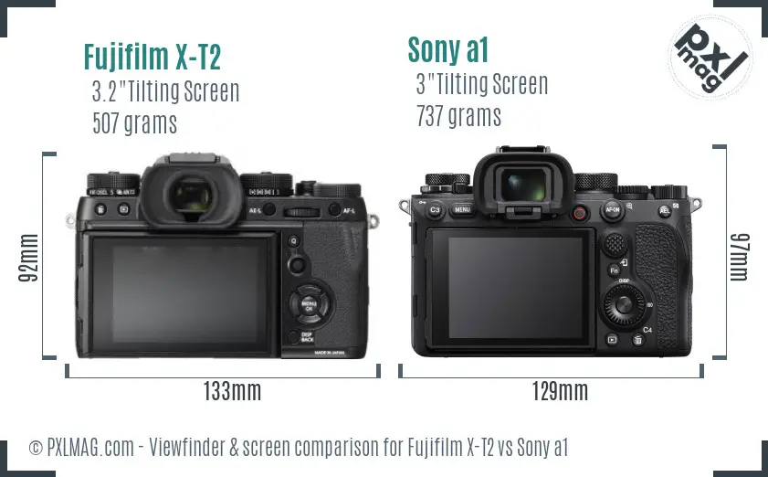Fujifilm X-T2 vs Sony a1 Screen and Viewfinder comparison