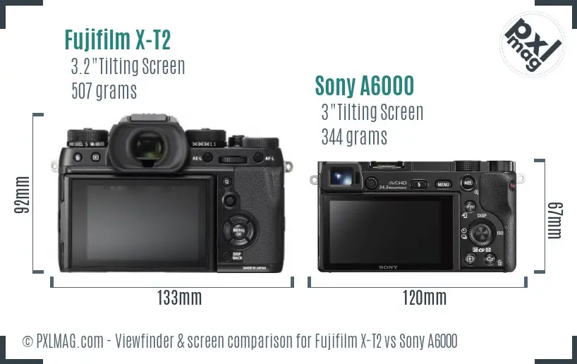Fujifilm X-T2 vs Sony A6000 Screen and Viewfinder comparison Fujifilm X-T2 vs Sony A6000 Screen and Viewfinder comparison