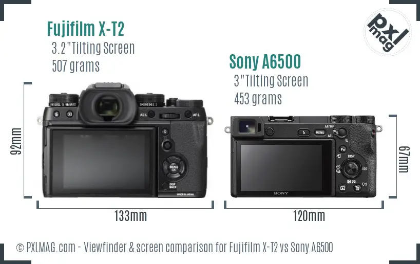 Fujifilm X-T2 vs Sony A6500 Screen and Viewfinder comparison