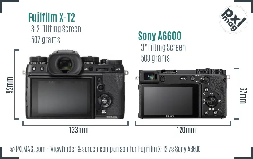 Fujifilm X-T2 vs Sony A6600 Screen and Viewfinder comparison
