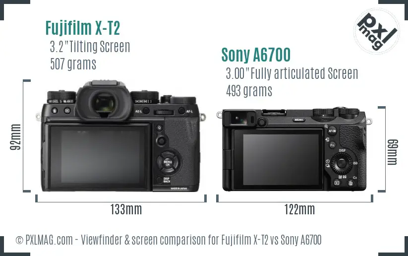 Fujifilm X-T2 vs Sony A6700 Screen and Viewfinder comparison