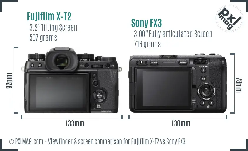 Fujifilm X-T2 vs Sony FX3 Screen and Viewfinder comparison Fujifilm X-T2 vs Sony FX3 Screen and Viewfinder comparison