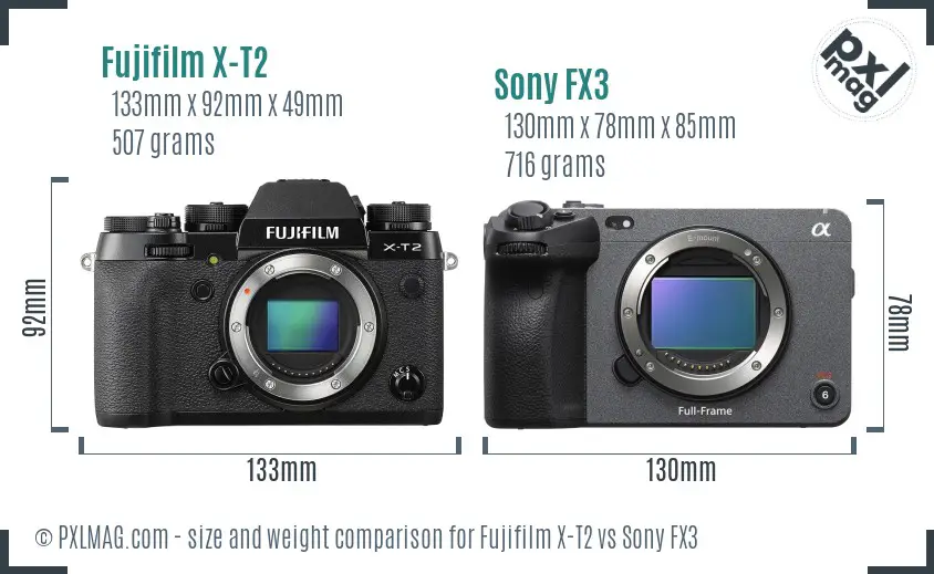 Fujifilm X-T2 vs Sony FX3 size comparison Fujifilm X-T2 vs Sony FX3 size comparison