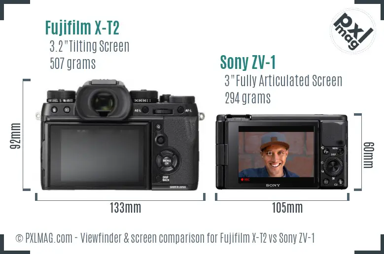 Fujifilm X-T2 vs Sony ZV-1 Screen and Viewfinder comparison Fujifilm X-T2 vs Sony ZV-1 Screen and Viewfinder comparison