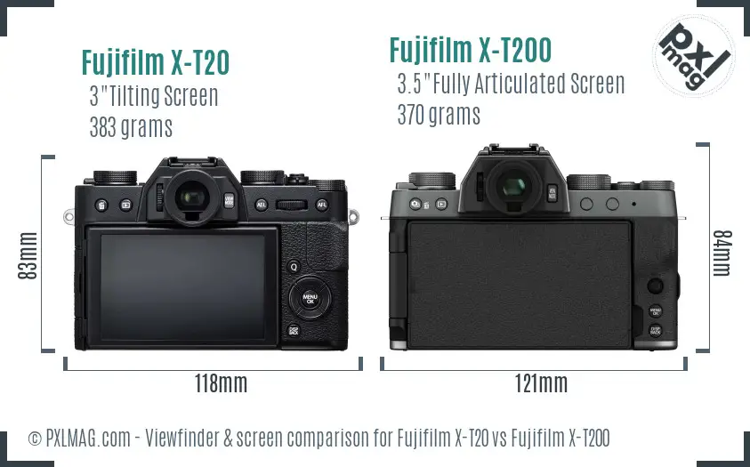 Fujifilm X-T20 vs Fujifilm X-T200 Screen and Viewfinder comparison
