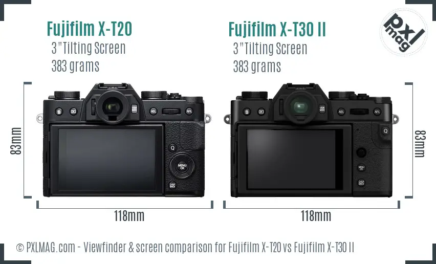 Fujifilm X-T20 vs Fujifilm X-T30 II Screen and Viewfinder comparison