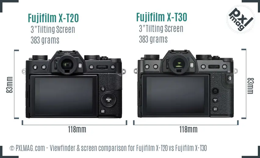 Fujifilm X-T20 vs Fujifilm X-T30 Screen and Viewfinder comparison