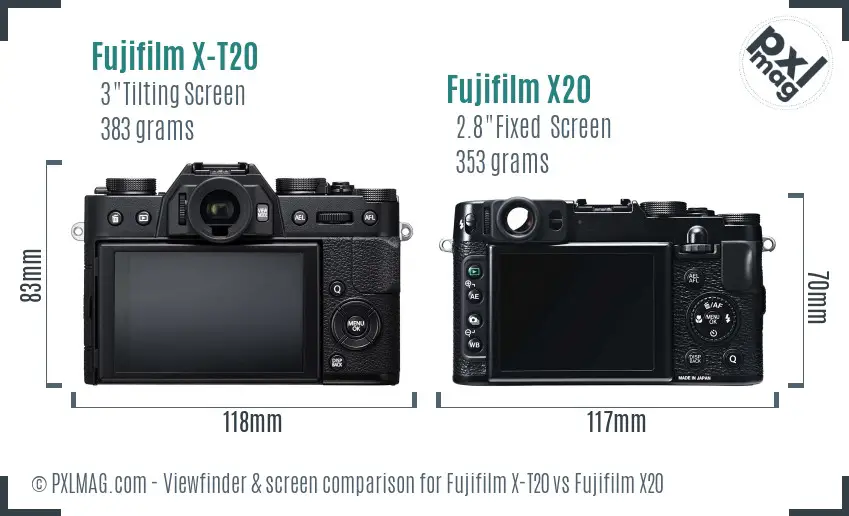 Fujifilm X-T20 vs Fujifilm X20 Screen and Viewfinder comparison Fujifilm X-T20 vs Fujifilm X20 Screen and Viewfinder comparison