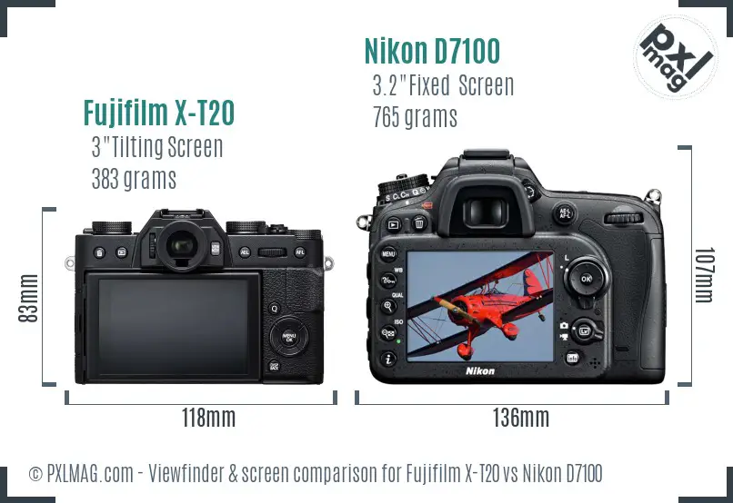 Fujifilm X-T20 vs Nikon D7100 Screen and Viewfinder comparison Fujifilm X-T20 vs Nikon D7100 Screen and Viewfinder comparison