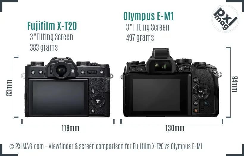 Fujifilm X-T20 vs Olympus E-M1 Screen and Viewfinder comparison