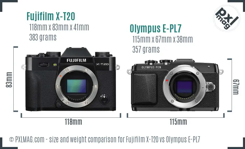 Fujifilm X-T20 vs Olympus E-PL7 size comparison