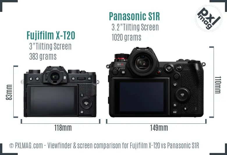 Fujifilm X-T20 vs Panasonic S1R Screen and Viewfinder comparison Fujifilm X-T20 vs Panasonic S1R Screen and Viewfinder comparison