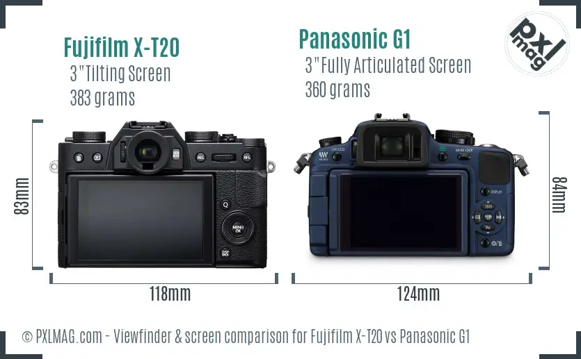 Fujifilm X-T20 vs Panasonic G1 Screen and Viewfinder comparison