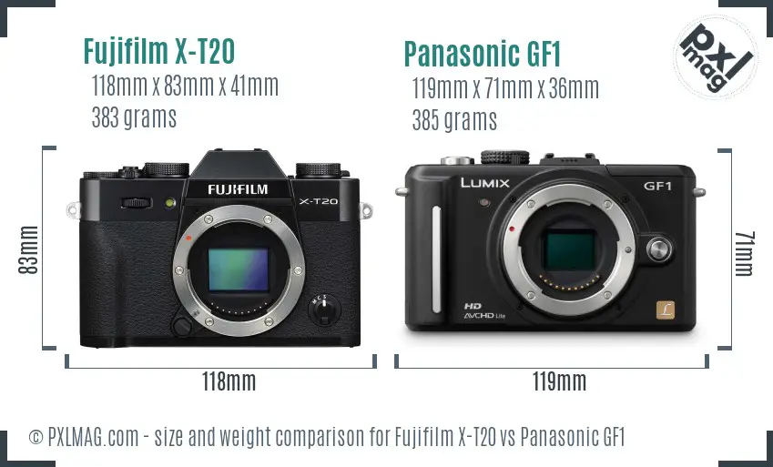 Fujifilm X-T20 vs Panasonic GF1 size comparison Fujifilm X-T20 vs Panasonic GF1 size comparison