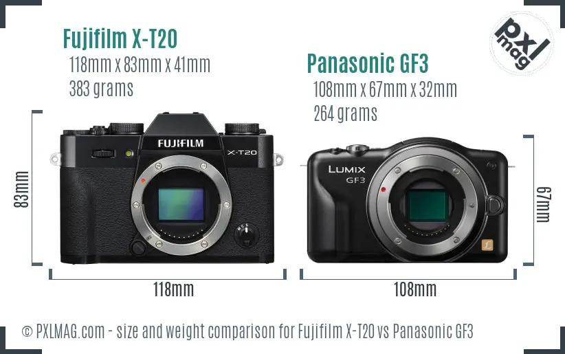Fujifilm X-T20 vs Panasonic GF3 size comparison Fujifilm X-T20 vs Panasonic GF3 size comparison