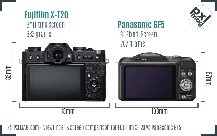 Fujifilm X-T20 vs Panasonic GF5 Screen and Viewfinder comparison
