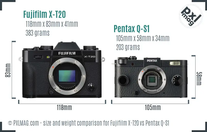 Fujifilm X-T20 vs Pentax Q-S1 size comparison Fujifilm X-T20 vs Pentax Q-S1 size comparison