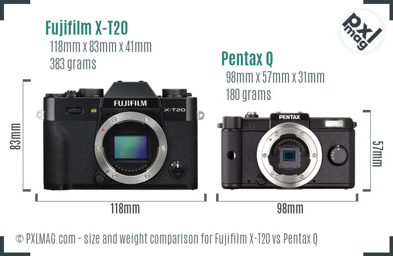 Fujifilm X-T20 vs Pentax Q size comparison Fujifilm X-T20 vs Pentax Q size comparison