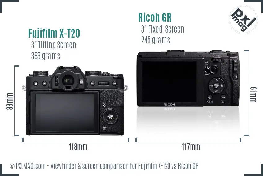 Fujifilm X-T20 vs Ricoh GR Screen and Viewfinder comparison Fujifilm X-T20 vs Ricoh GR Screen and Viewfinder comparison