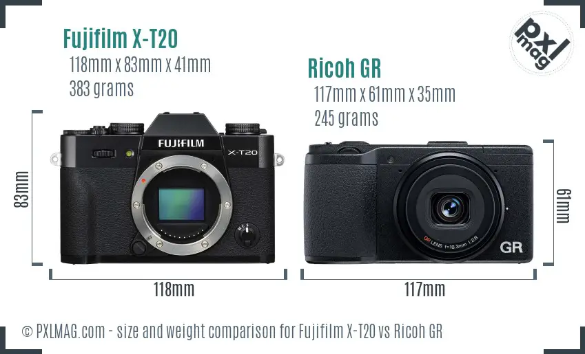 Fujifilm X-T20 vs Ricoh GR size comparison Fujifilm X-T20 vs Ricoh GR size comparison