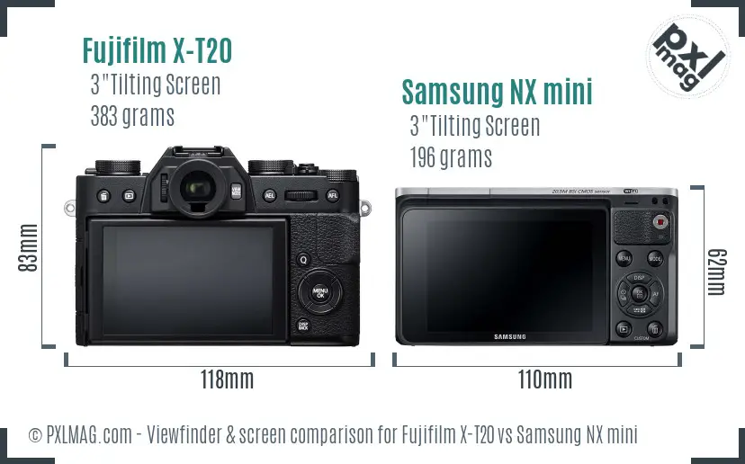 Fujifilm X-T20 vs Samsung NX mini Screen and Viewfinder comparison