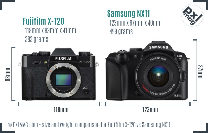Fujifilm X-T20 vs Samsung NX11 size comparison