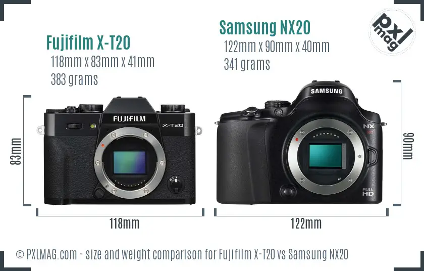 Fujifilm X-T20 vs Samsung NX20 size comparison