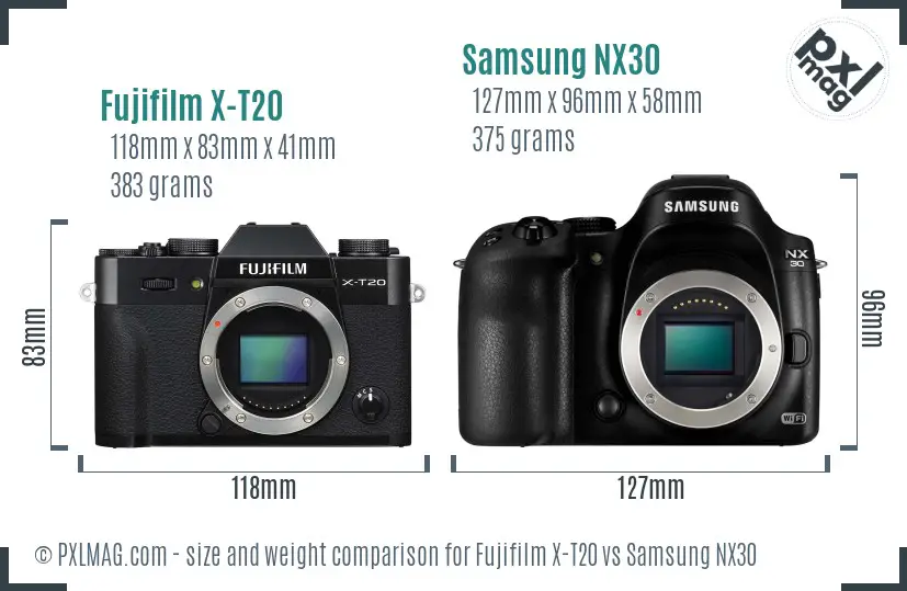 Fujifilm X-T20 vs Samsung NX30 size comparison Fujifilm X-T20 vs Samsung NX30 size comparison