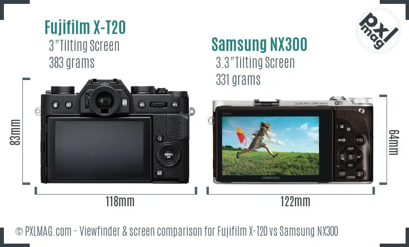 Fujifilm X-T20 vs Samsung NX300 Screen and Viewfinder comparison