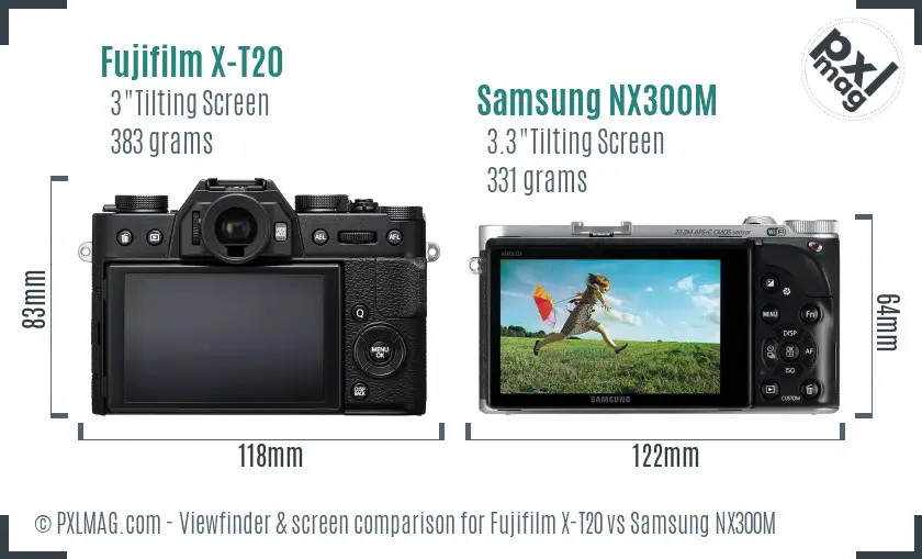 Fujifilm X-T20 vs Samsung NX300M Screen and Viewfinder comparison