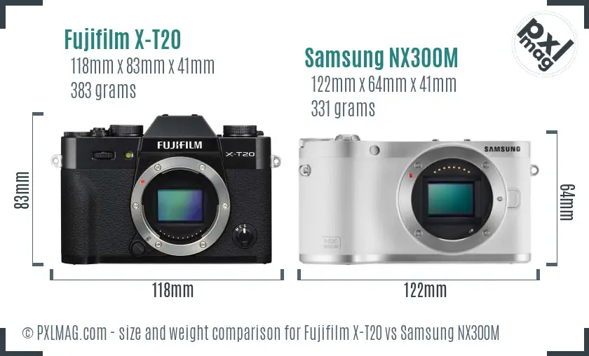 Fujifilm X-T20 vs Samsung NX300M size comparison
