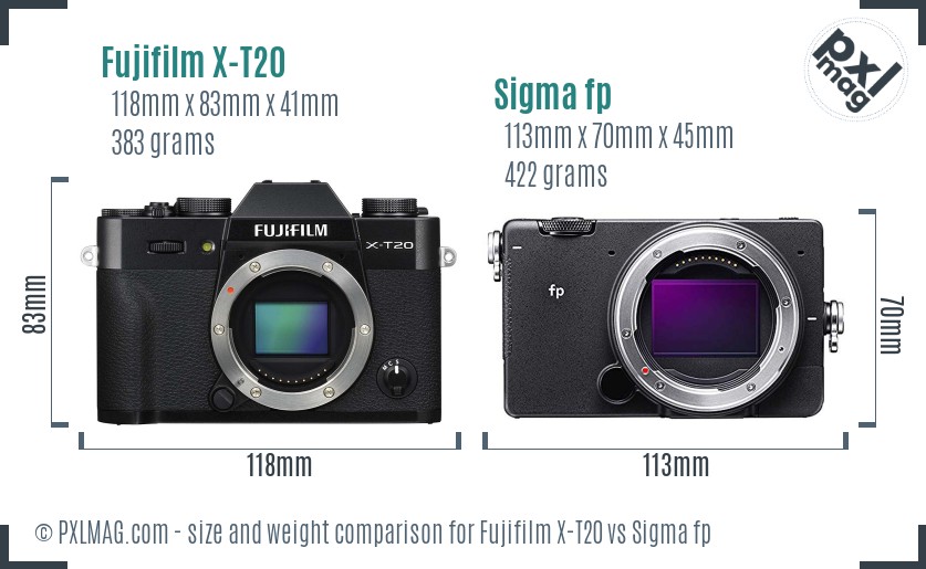 Fujifilm X-T20 vs Sigma fp size comparison Fujifilm X-T20 vs Sigma fp size comparison