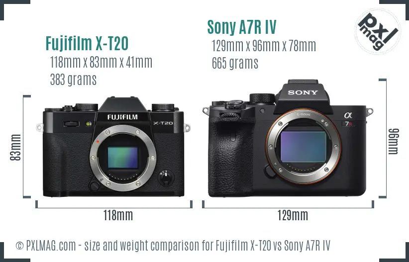 Fujifilm X-T20 vs Sony A7R IV size comparison